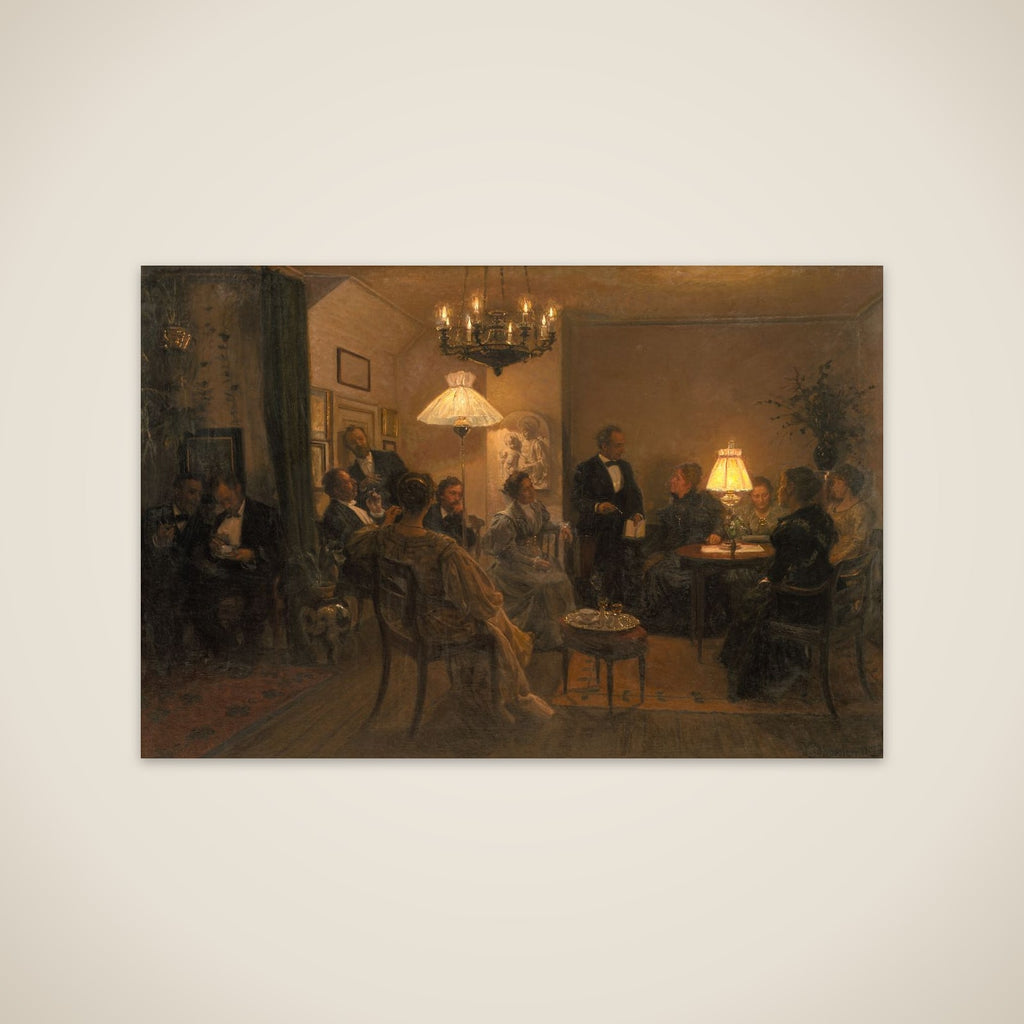 Aftenselskab i mit hjem unframed print