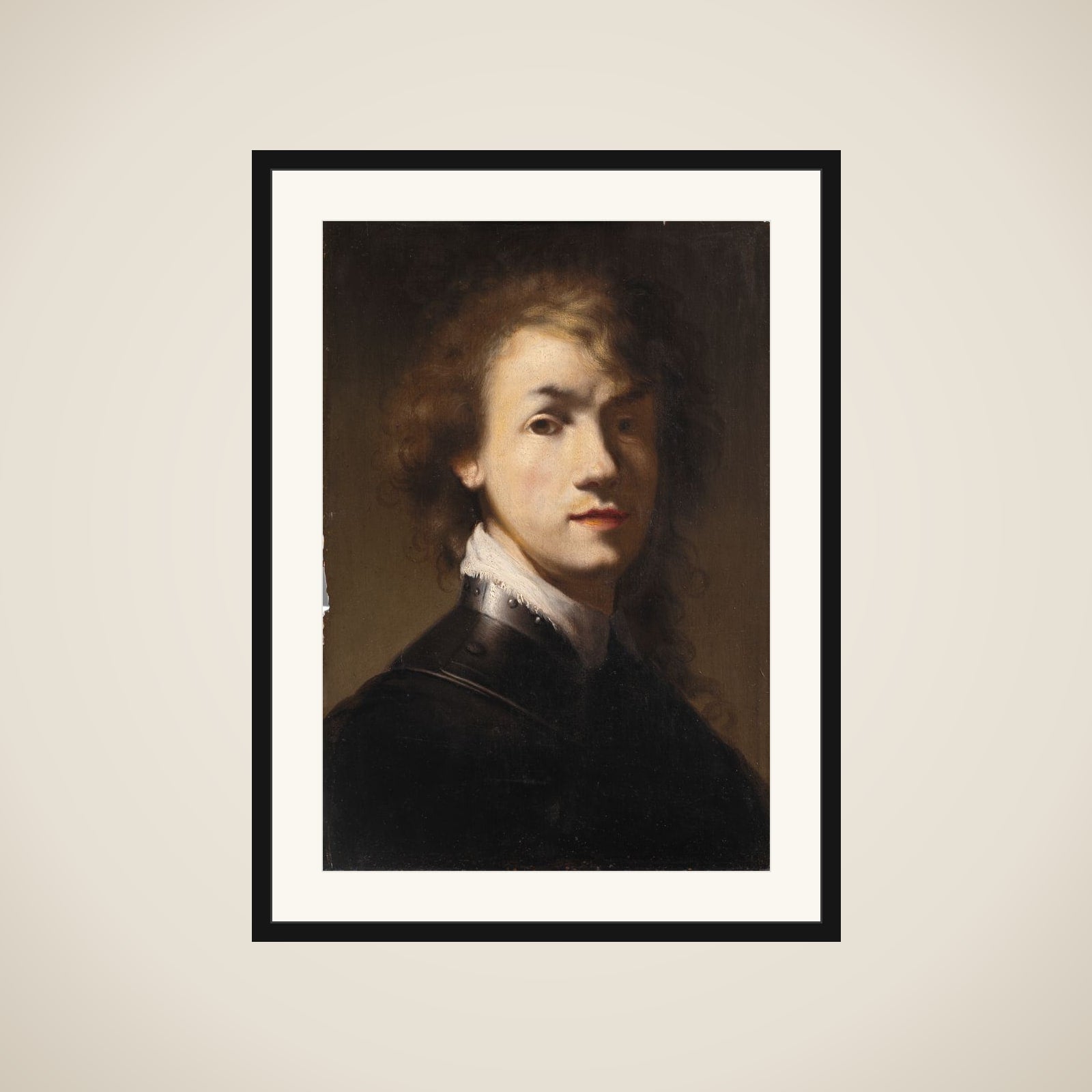 Portræt af Rembrandt med ringkrave framed