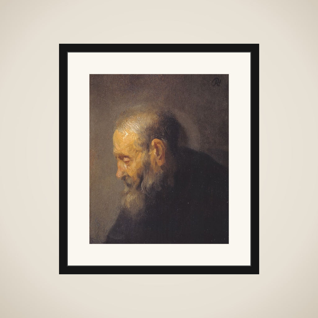 Studie af et oldingehoved i profil framed