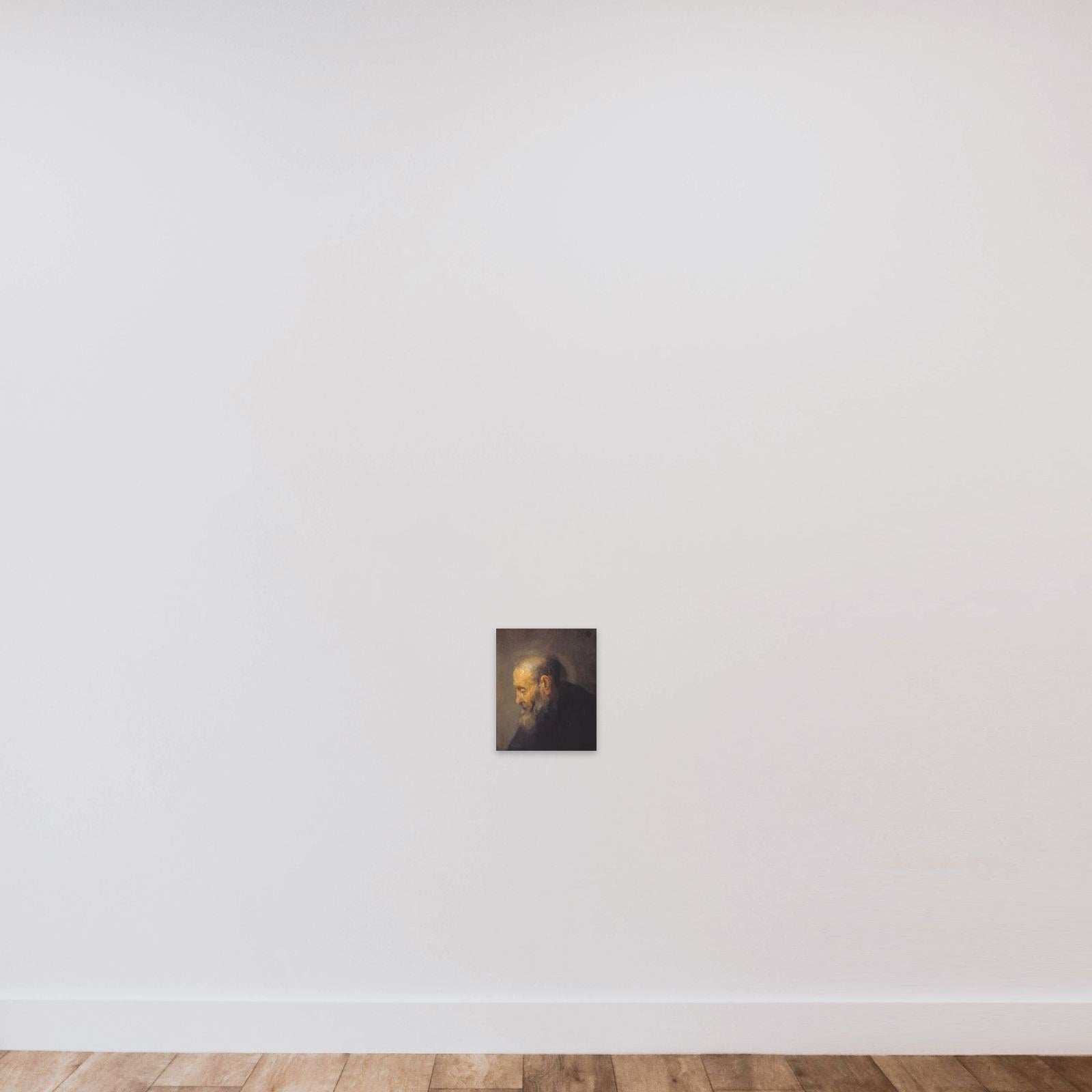 Studie af et oldingehoved i profil unframed — shown to scale