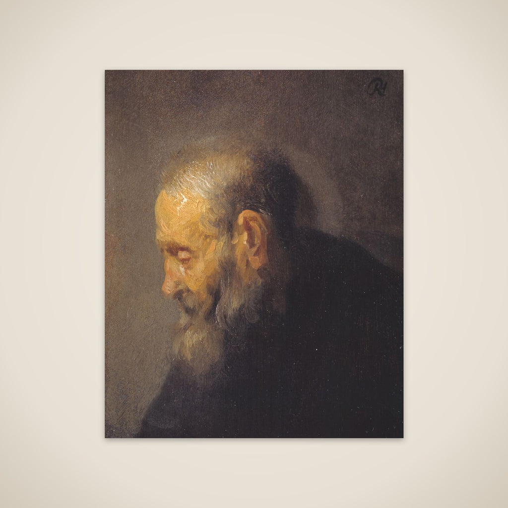 Studie af et oldingehoved i profil unframed print