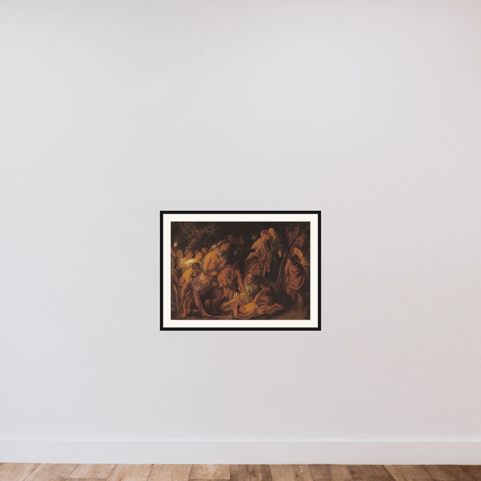 Kristus forrådes og pågribes i Getsemane framed — shown to scale