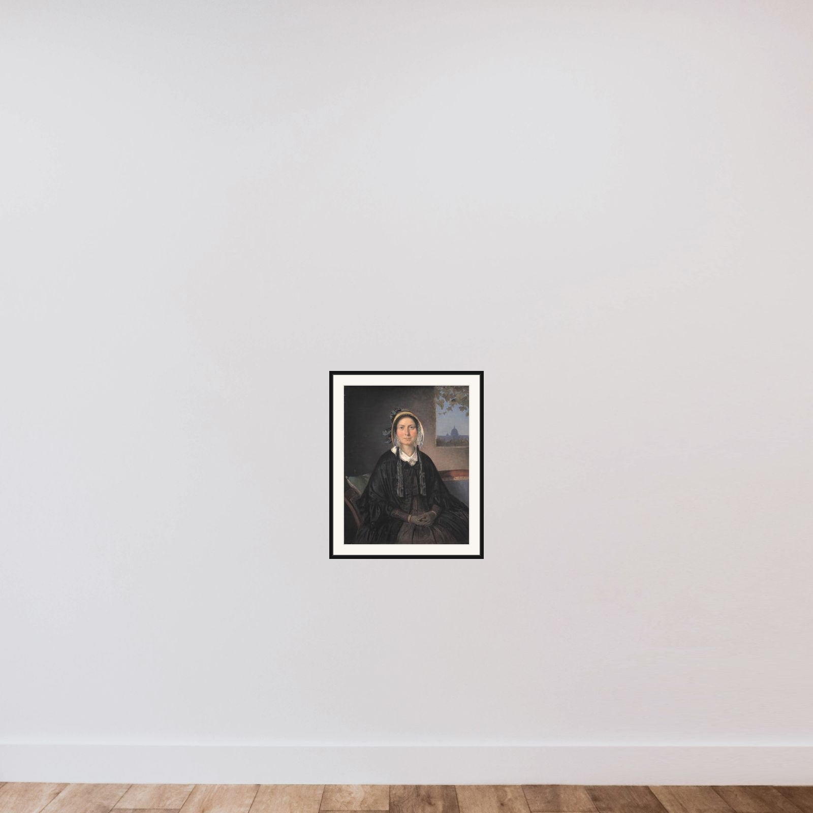 Frederikke Raffenberg, f. Hagerup framed — shown to scale