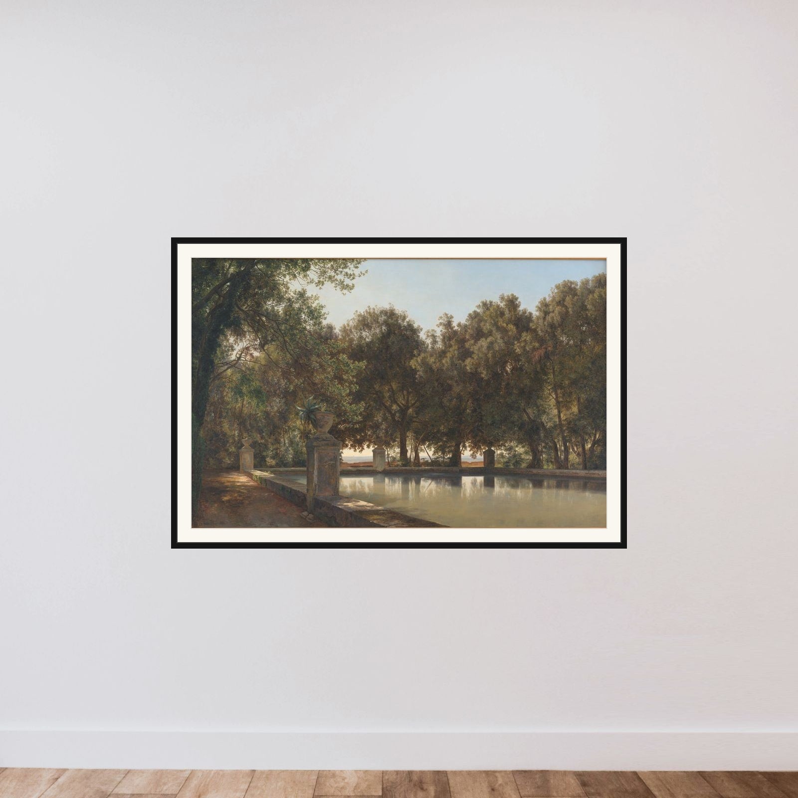 Et bassin i Villa d'Estes have, Tivoli framed — shown to scale
