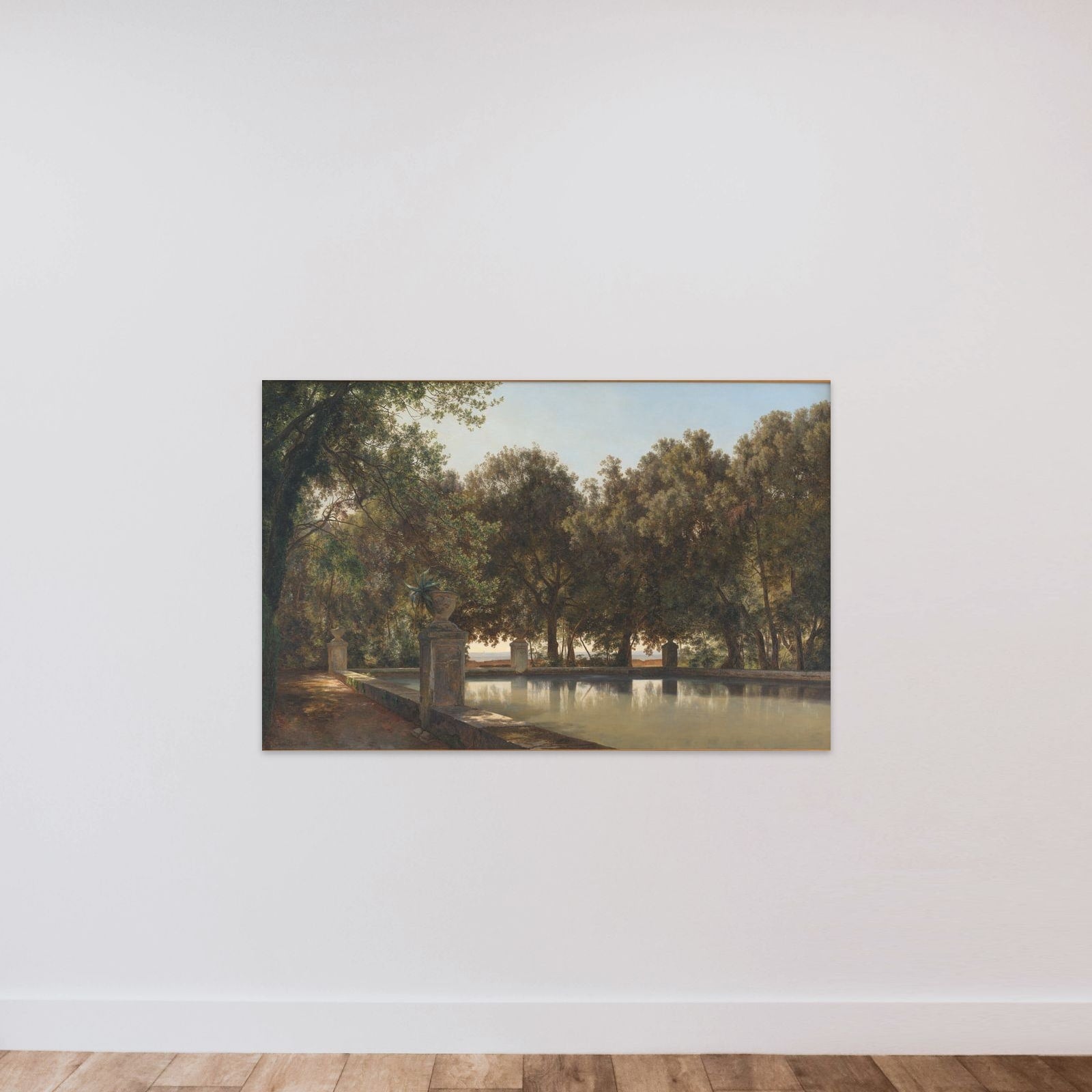 Et bassin i Villa d'Estes have, Tivoli unframed — shown to scale