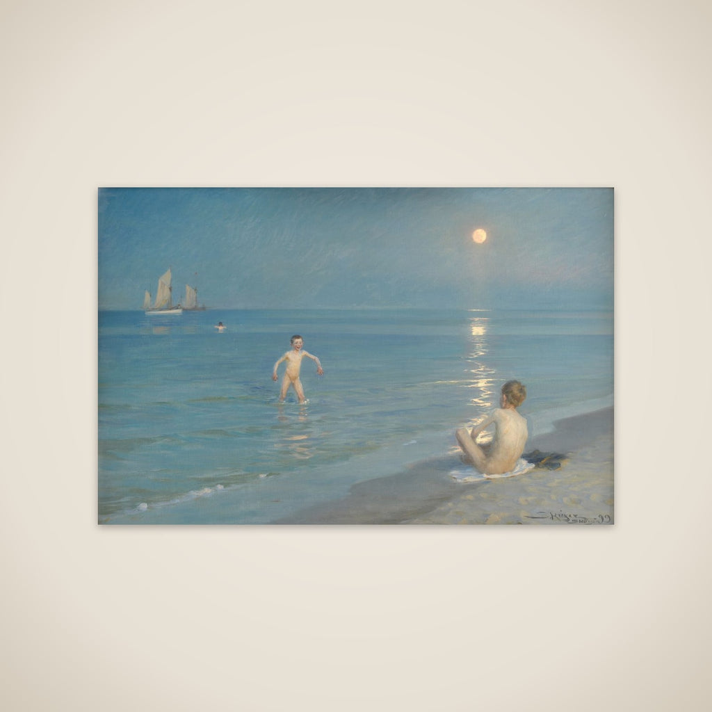 Badende drenge en sommeraften ved Skagens strand unframed print