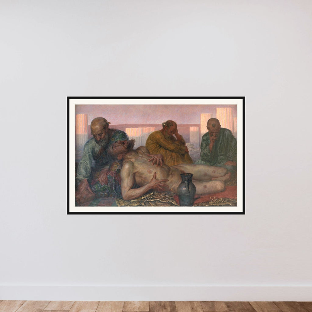 Job og hans venner framed — shown to scale