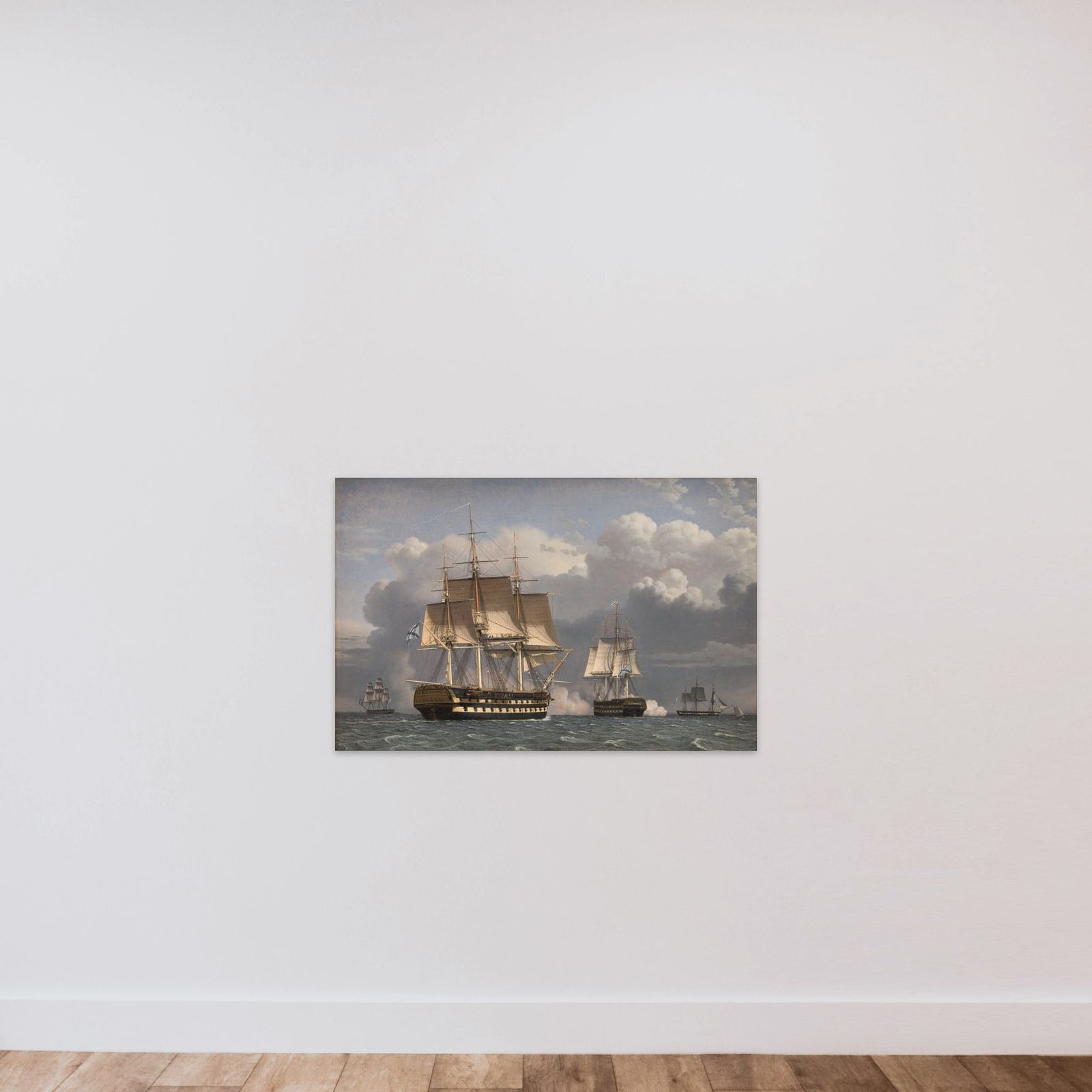 To russiske linjeskibe som saluterer unframed — shown to scale