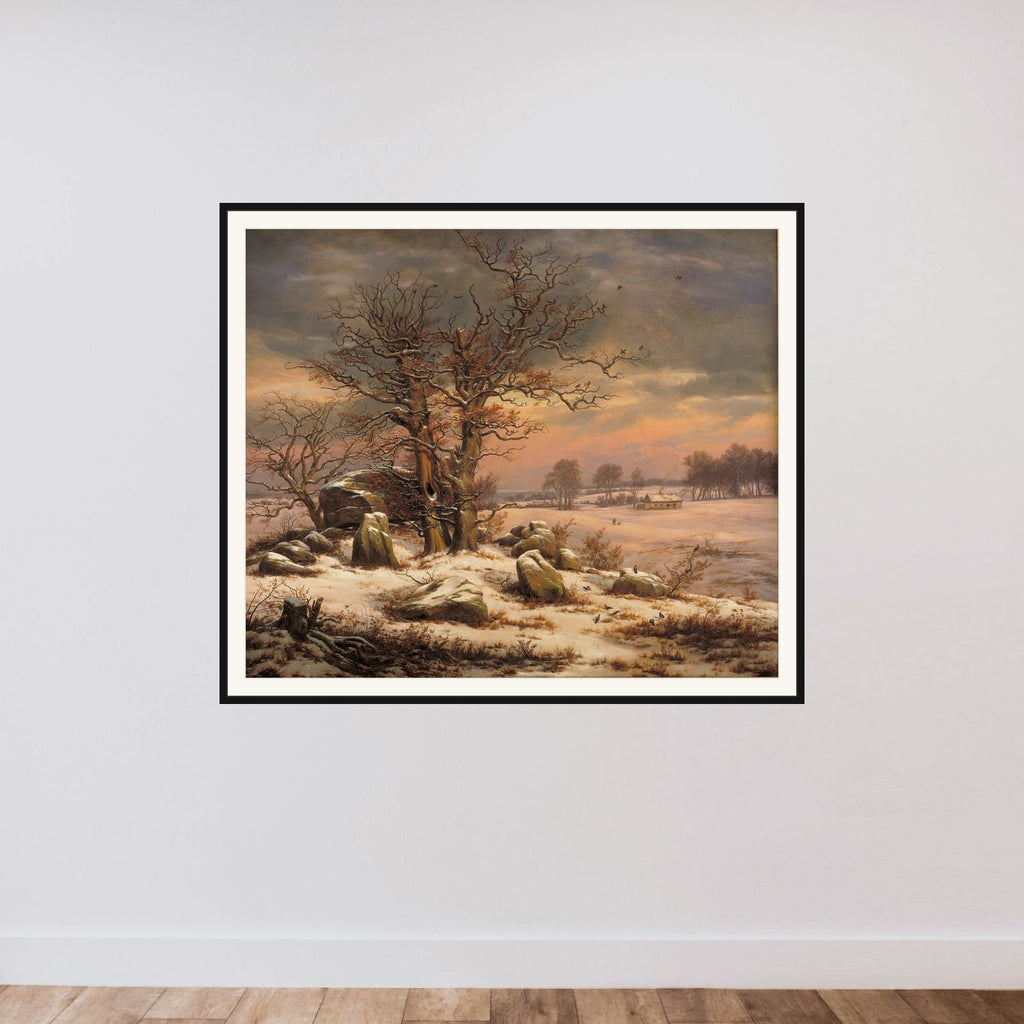 Vinterlandskab ved Vordingborg framed — shown to scale