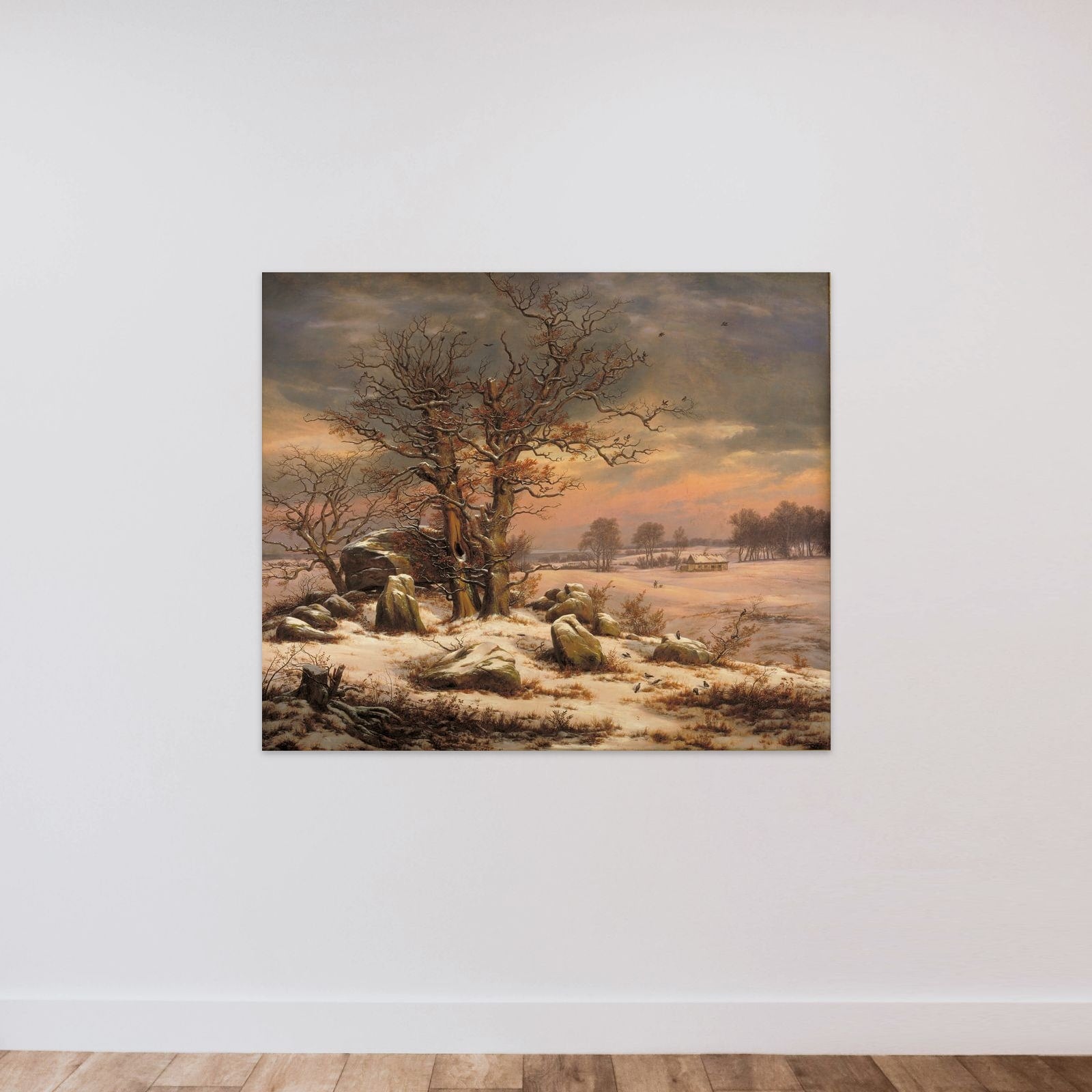 Vinterlandskab ved Vordingborg unframed — shown to scale