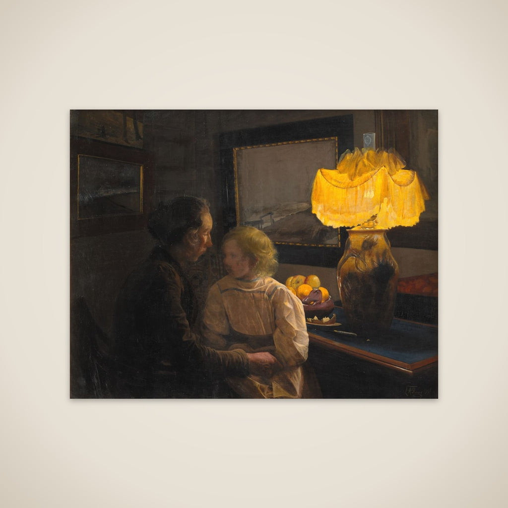 Moder fortæller. Kunstnerens hustru og datter unframed print