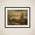 Efterårsdag ved Odense Å. Skt. Knuds Kirke set fra Blegepladsen framed