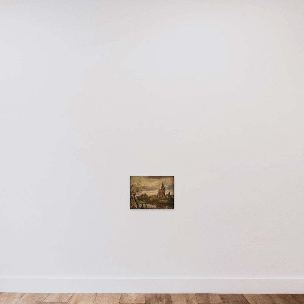 Efterårsdag ved Odense Å. Skt. Knuds Kirke set fra Blegepladsen unframed — shown to scale