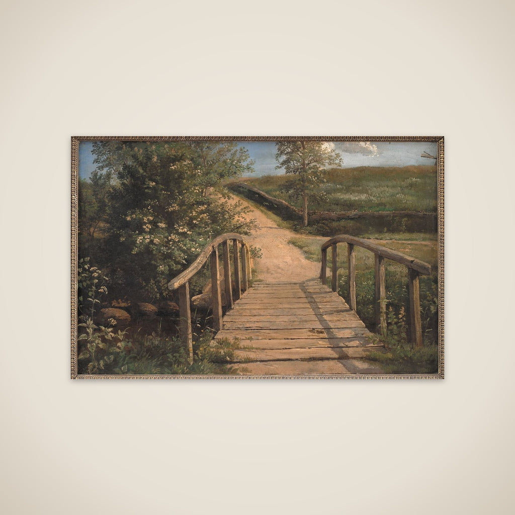 Bro over kirkegårdsåen i Assens unframed print
