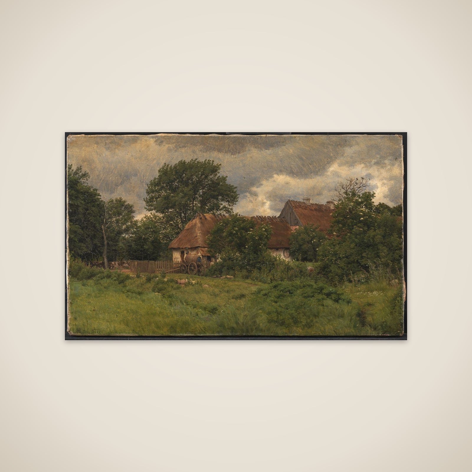 Gamle udbygninger ved en herregård unframed print