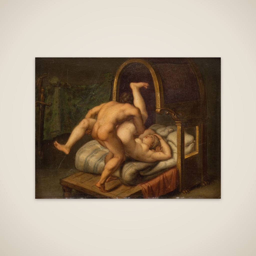 Nuditet med mand og kvinde unframed print