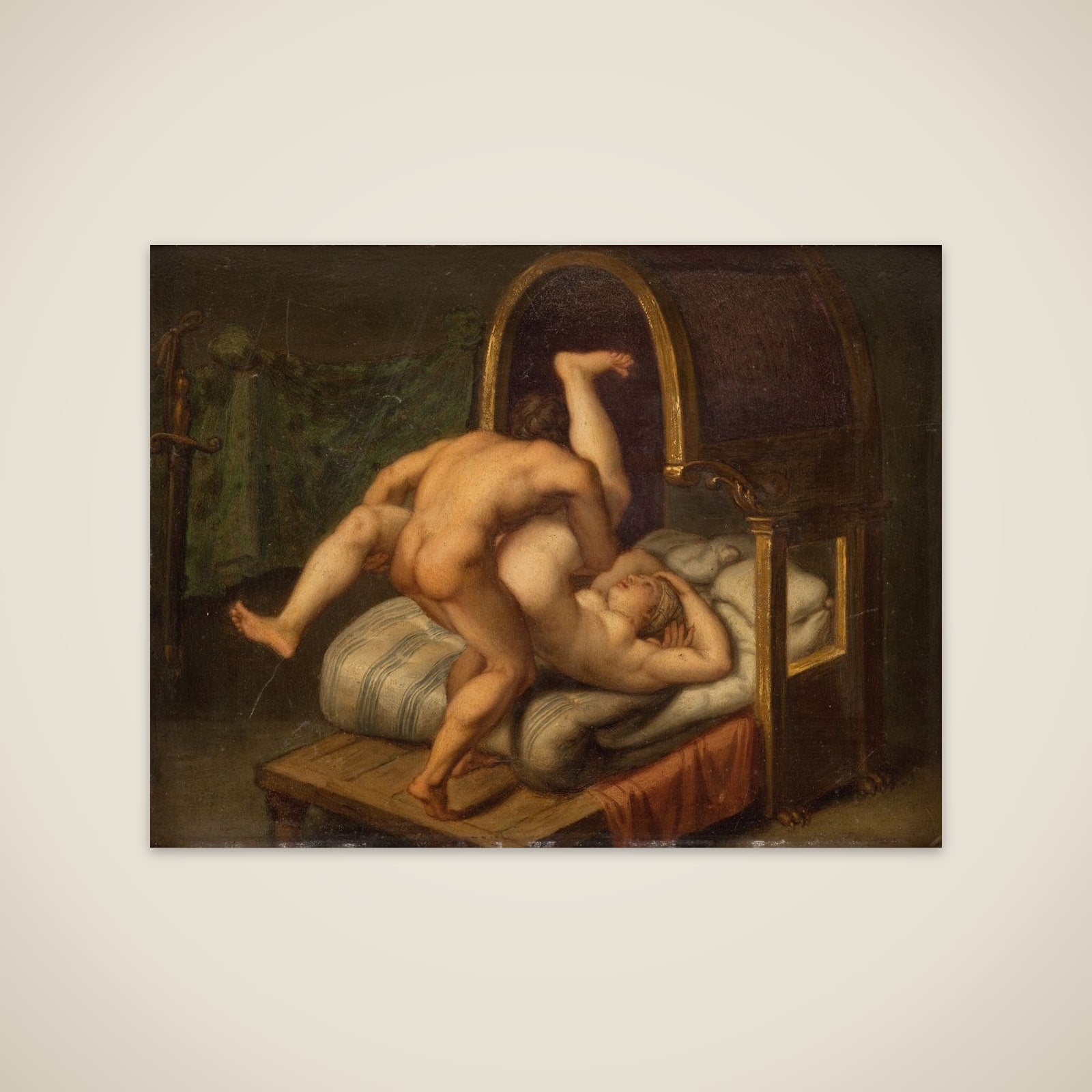 Nuditet med mand og kvinde unframed print