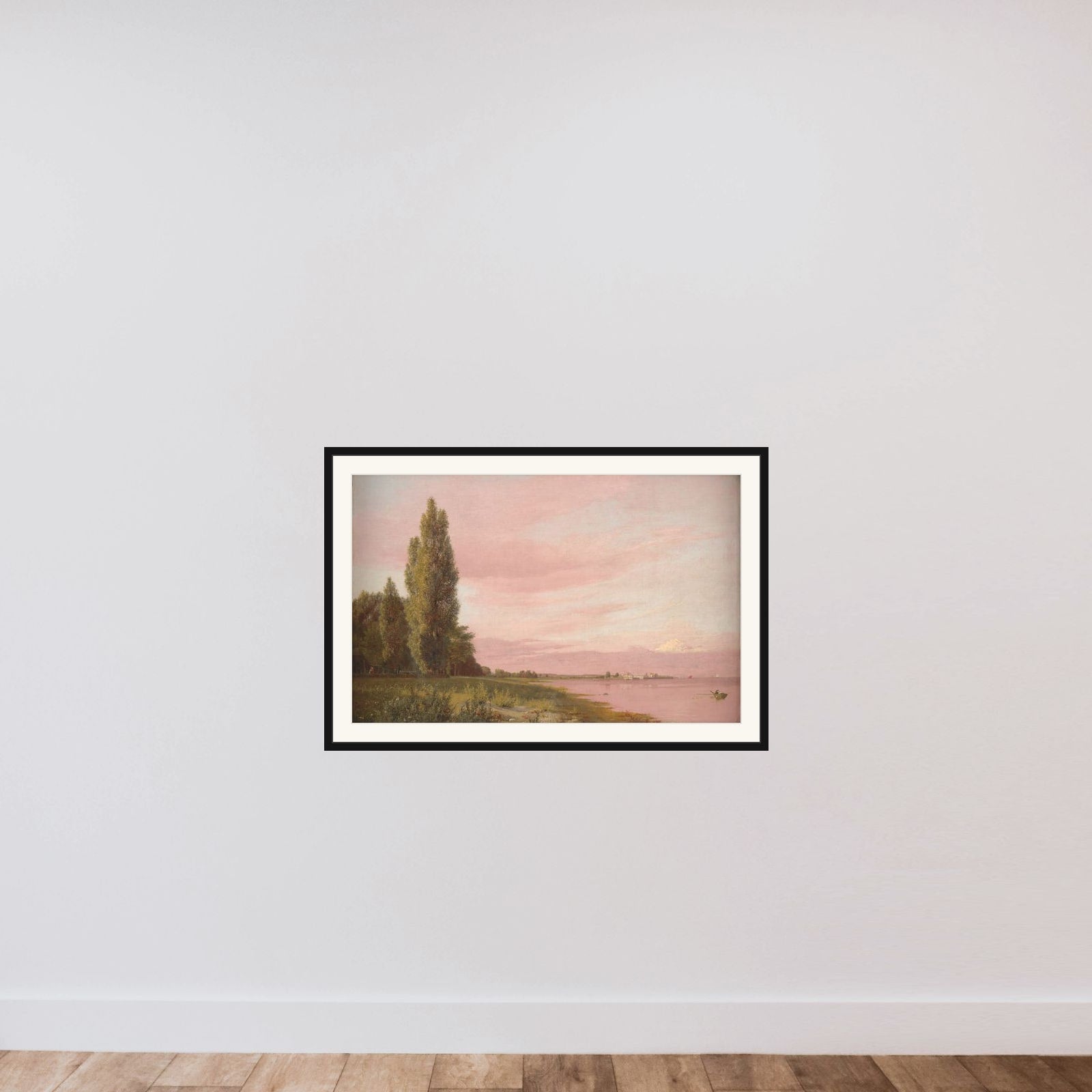 Parti af bugten ved Kalkbrænderiet set fra Strandpromenaden mod nord. Stille sommereftermiddag framed — shown to scale