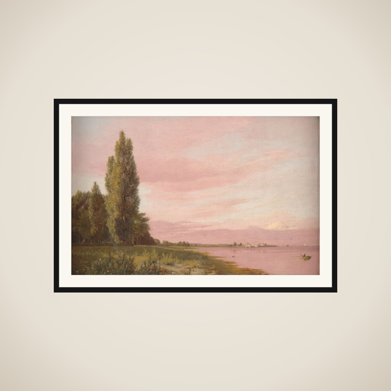 Parti af bugten ved Kalkbrænderiet set fra Strandpromenaden mod nord. Stille sommereftermiddag framed