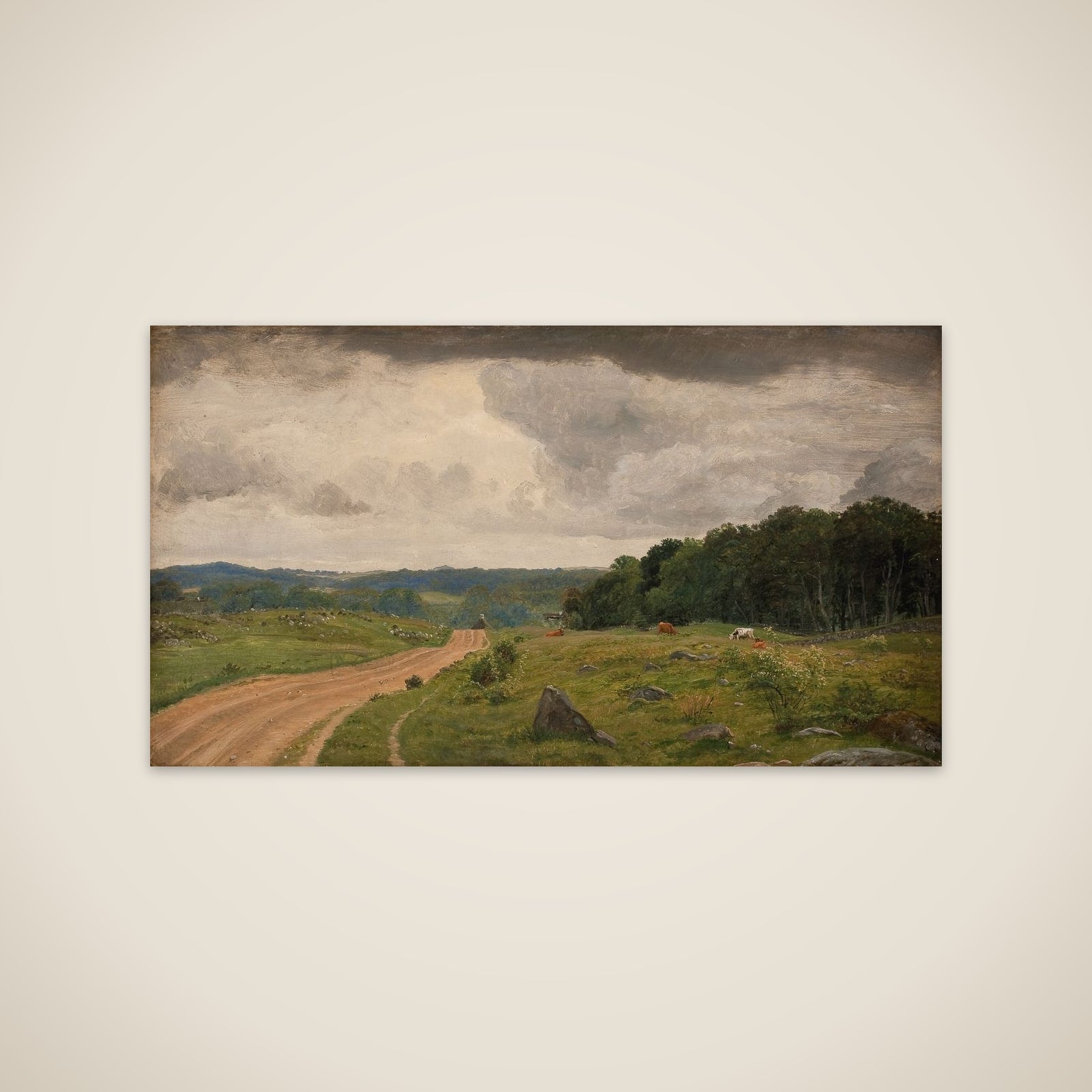 Udsigt fra egnen ved Kongens Møller. Eftermiddagslys unframed print