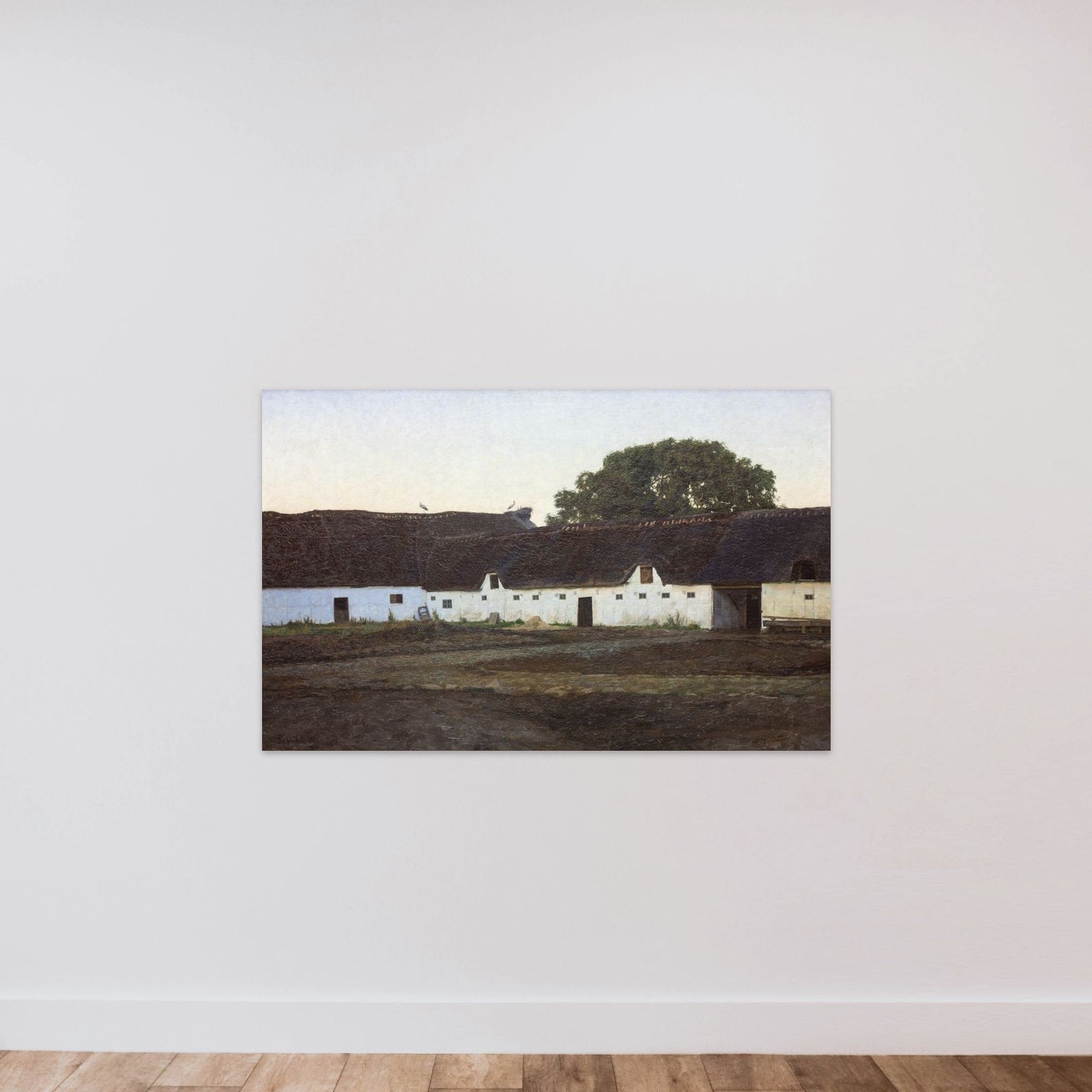 En gård i Vendsyssel. Solnedgang unframed — shown to scale