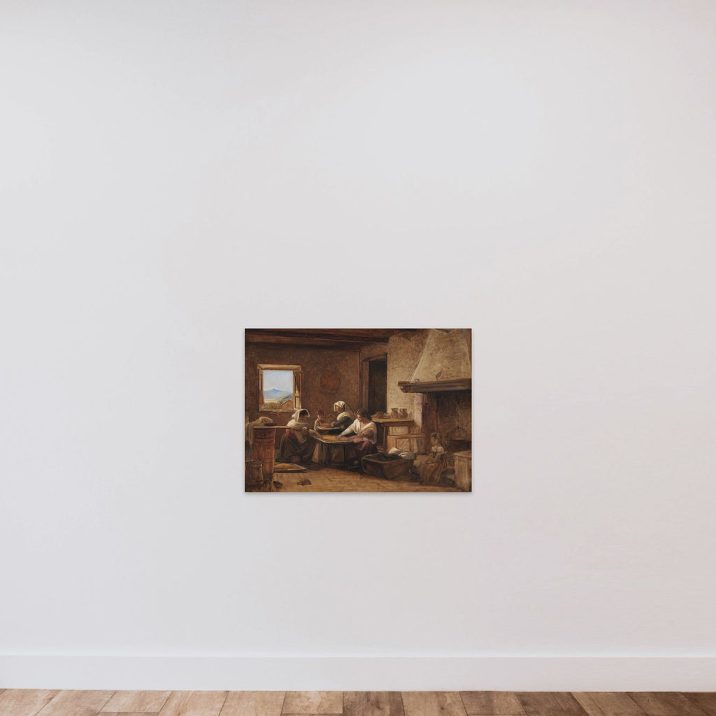 Kvinder arbejder i et italiensk bondekøkken unframed — shown to scale