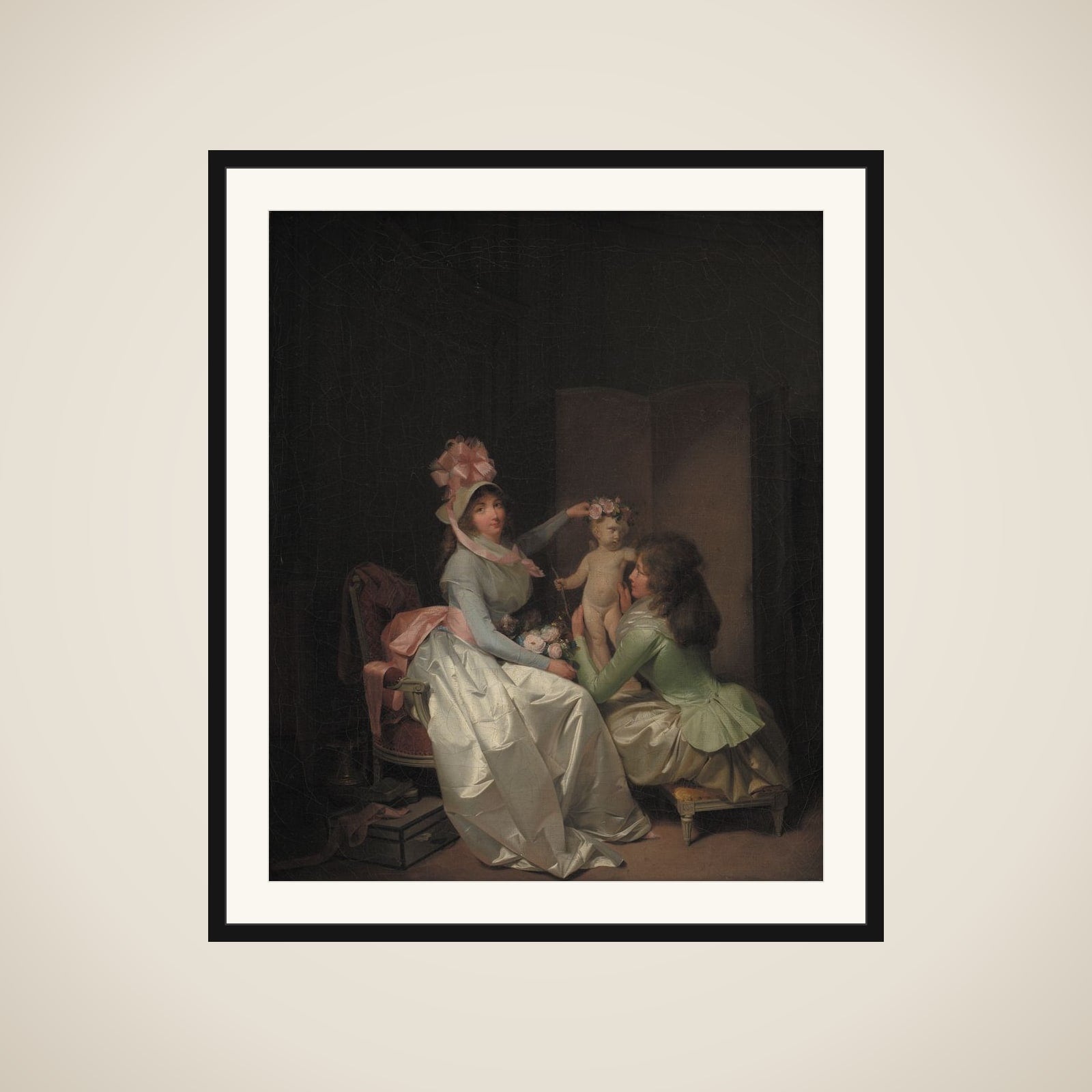 Statuetten af Amor bekranses framed