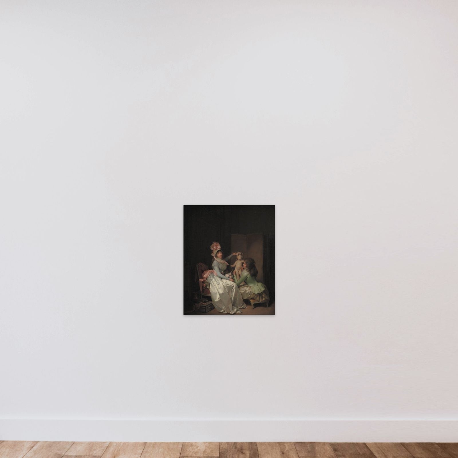 Statuetten af Amor bekranses unframed — shown to scale