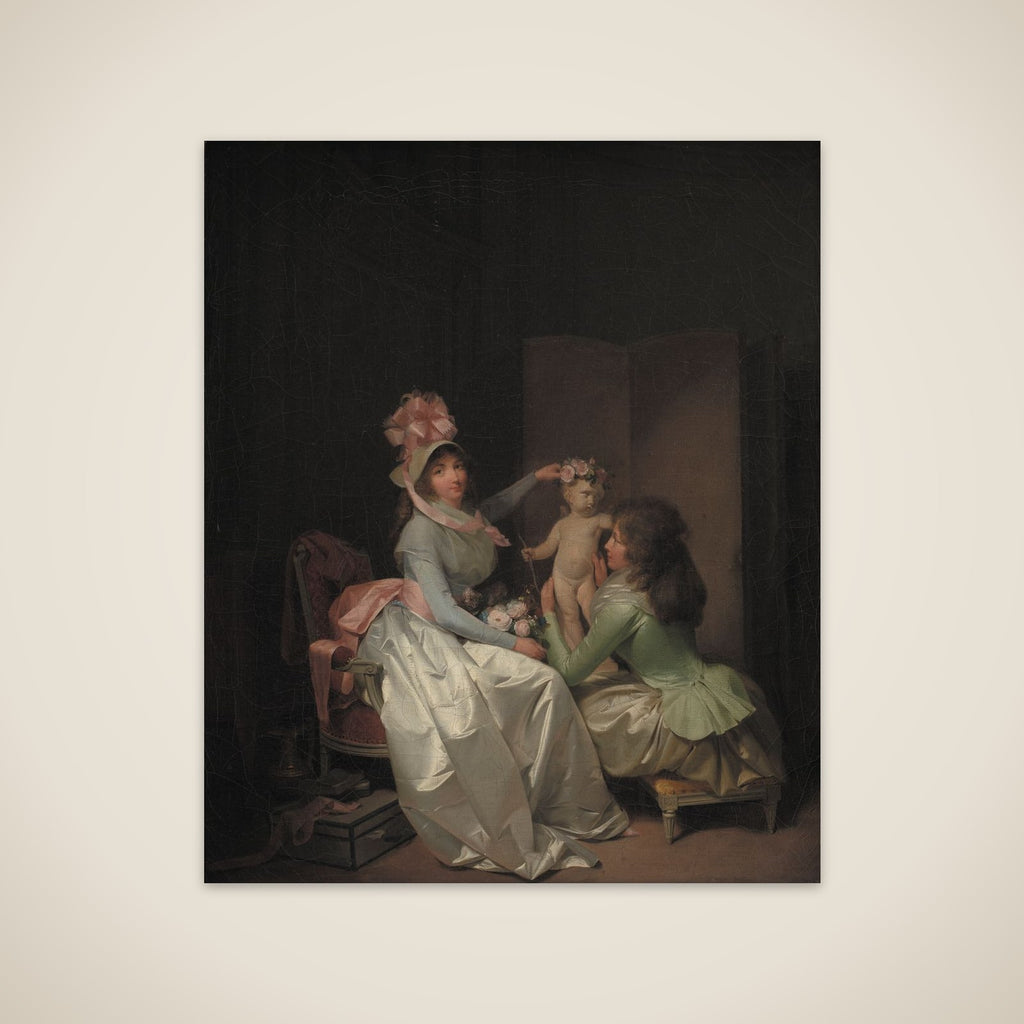Statuetten af Amor bekranses unframed print