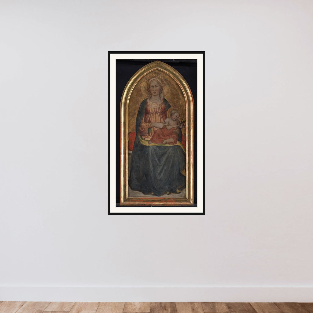 Madonna med Barnet, der leger med en fugl framed — shown to scale