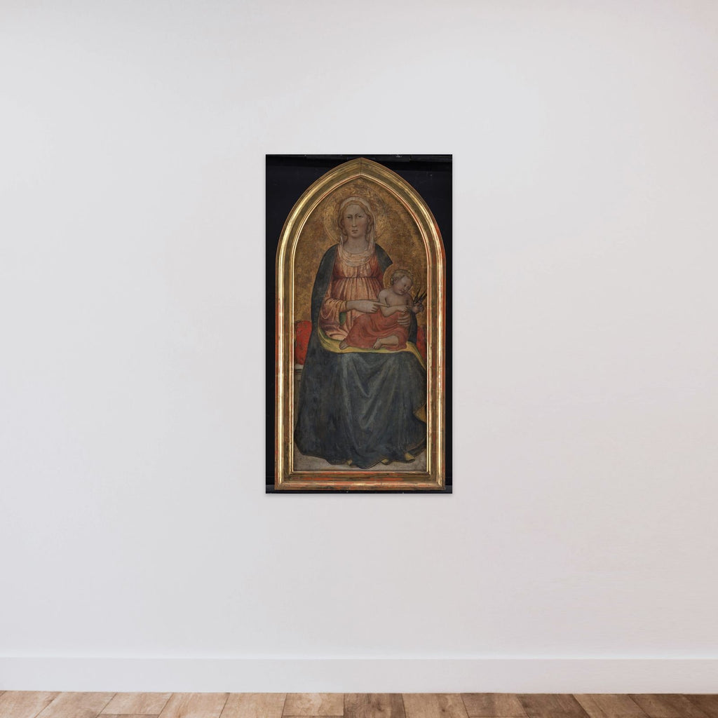 Madonna med Barnet, der leger med en fugl unframed — shown to scale