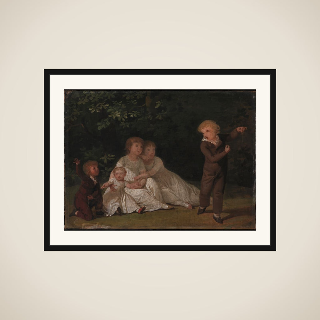 Kunstnerens fem børn i en have. Studie framed
