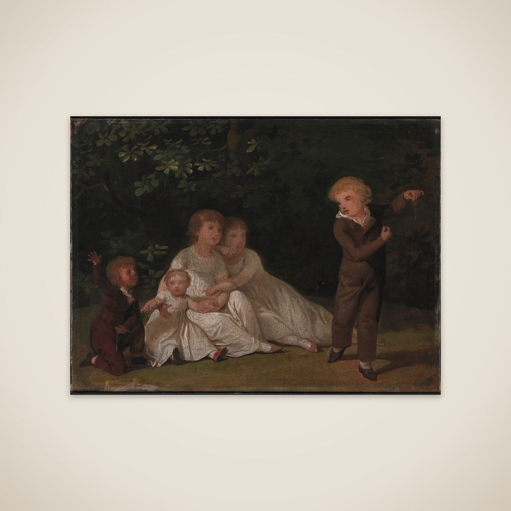 Kunstnerens fem børn i en have. Studie unframed print