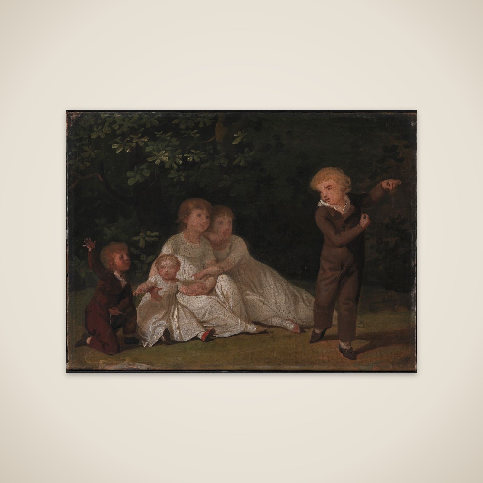 Kunstnerens fem børn i en have. Studie unframed print