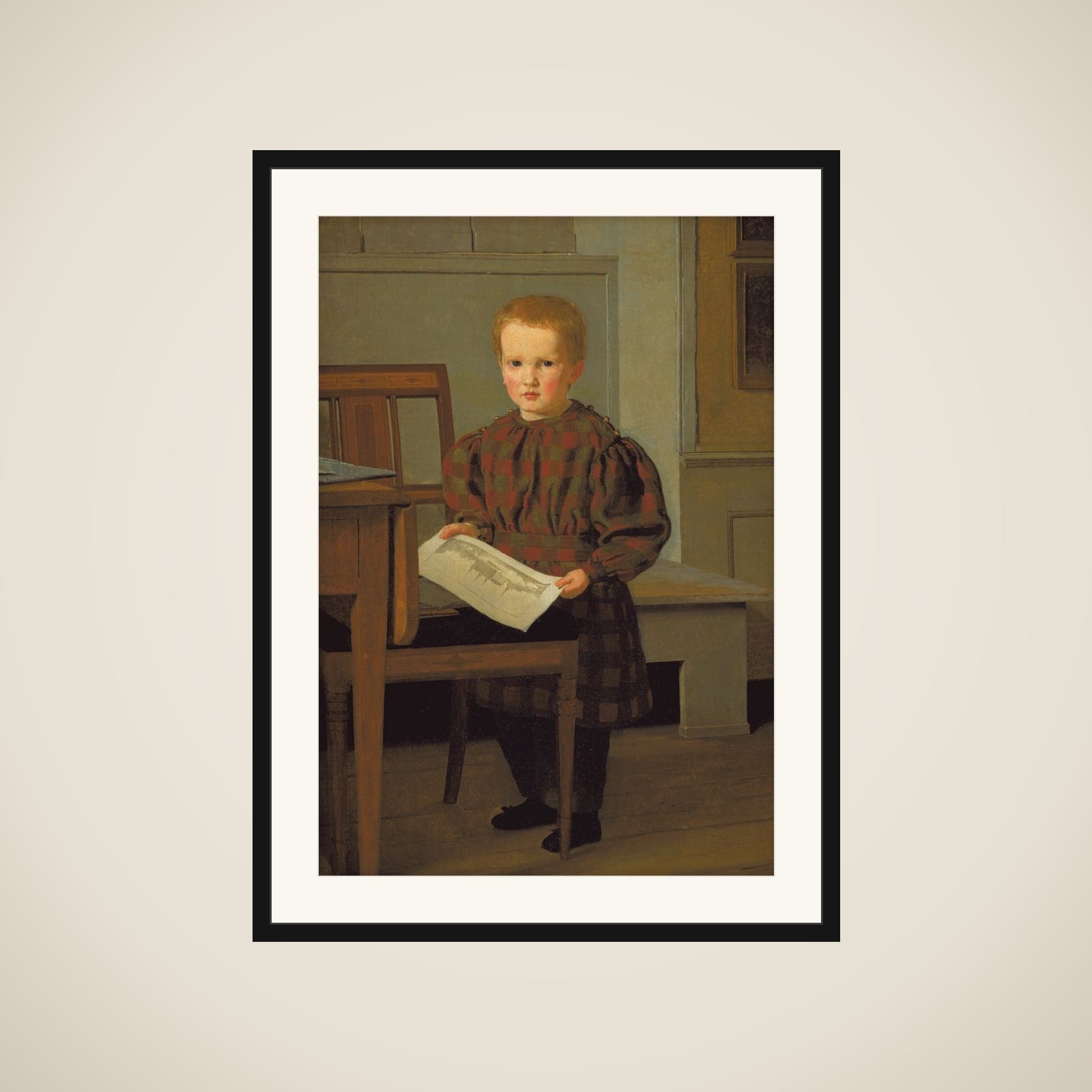 Julius Eckersberg som dreng i Eckersbergs atelier på Charlottenborg framed