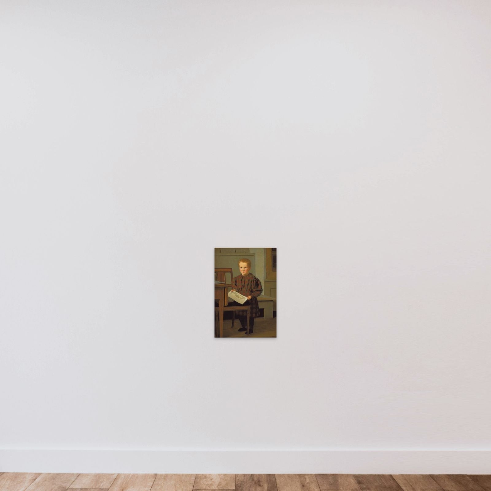 Julius Eckersberg som dreng i Eckersbergs atelier på Charlottenborg unframed — shown to scale