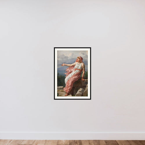 Alkyones afskedshilsen til sin bortsejlende ægtefælle framed — shown to scale