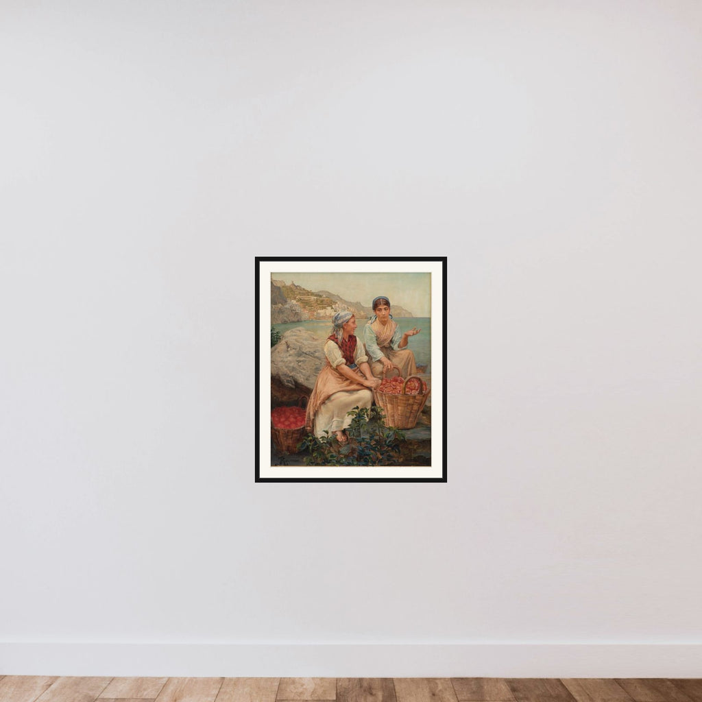 Italienske piger med tomater i kurve framed — shown to scale