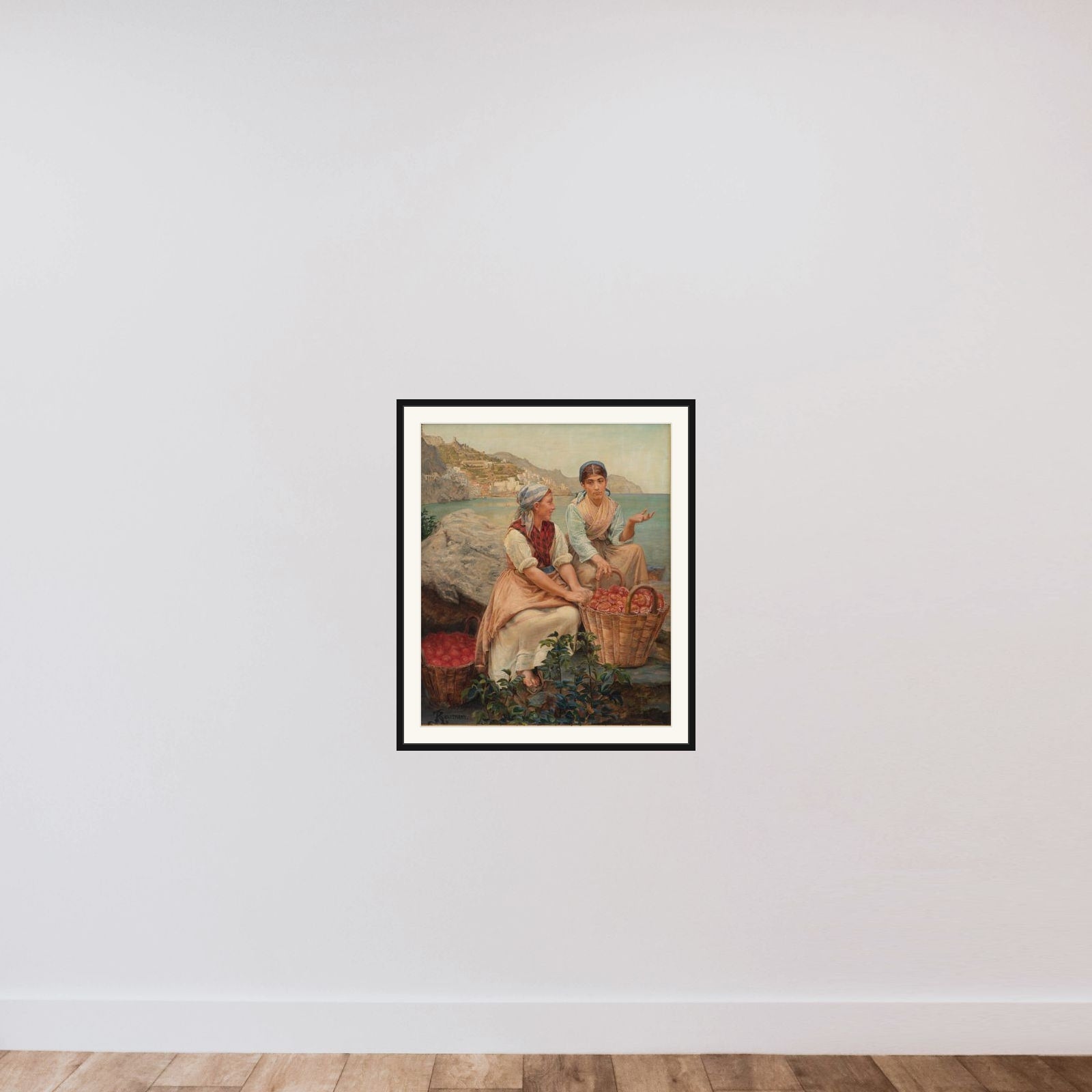 Italienske piger med tomater i kurve framed — shown to scale