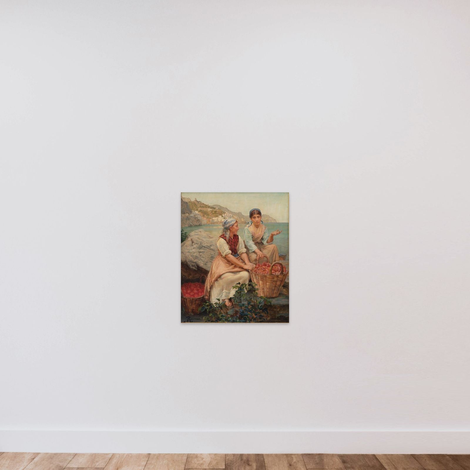 Italienske piger med tomater i kurve unframed — shown to scale
