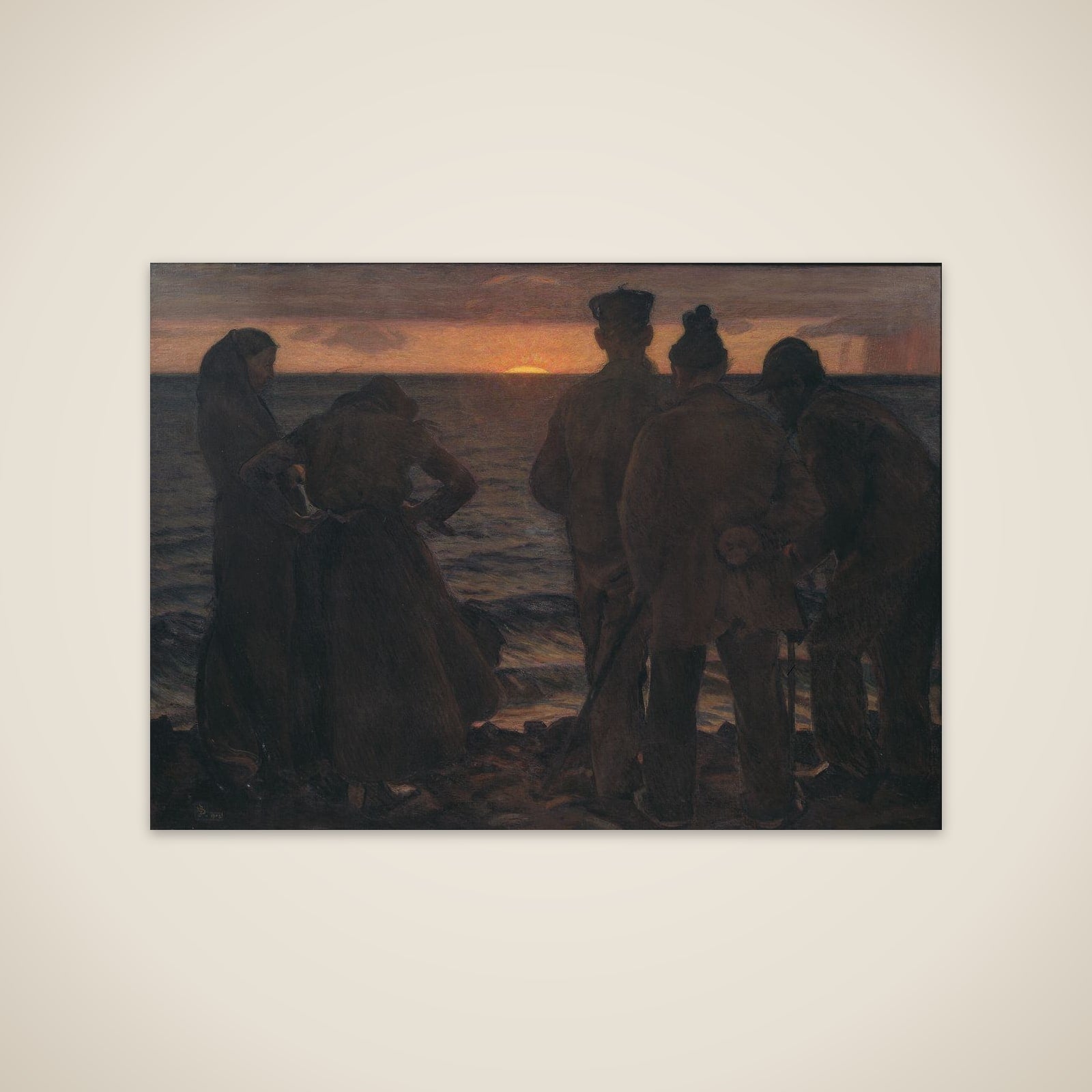 De gamle ved stranden unframed print