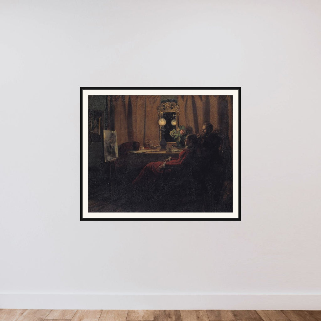 Dagens arbejde bedømmes framed — shown to scale