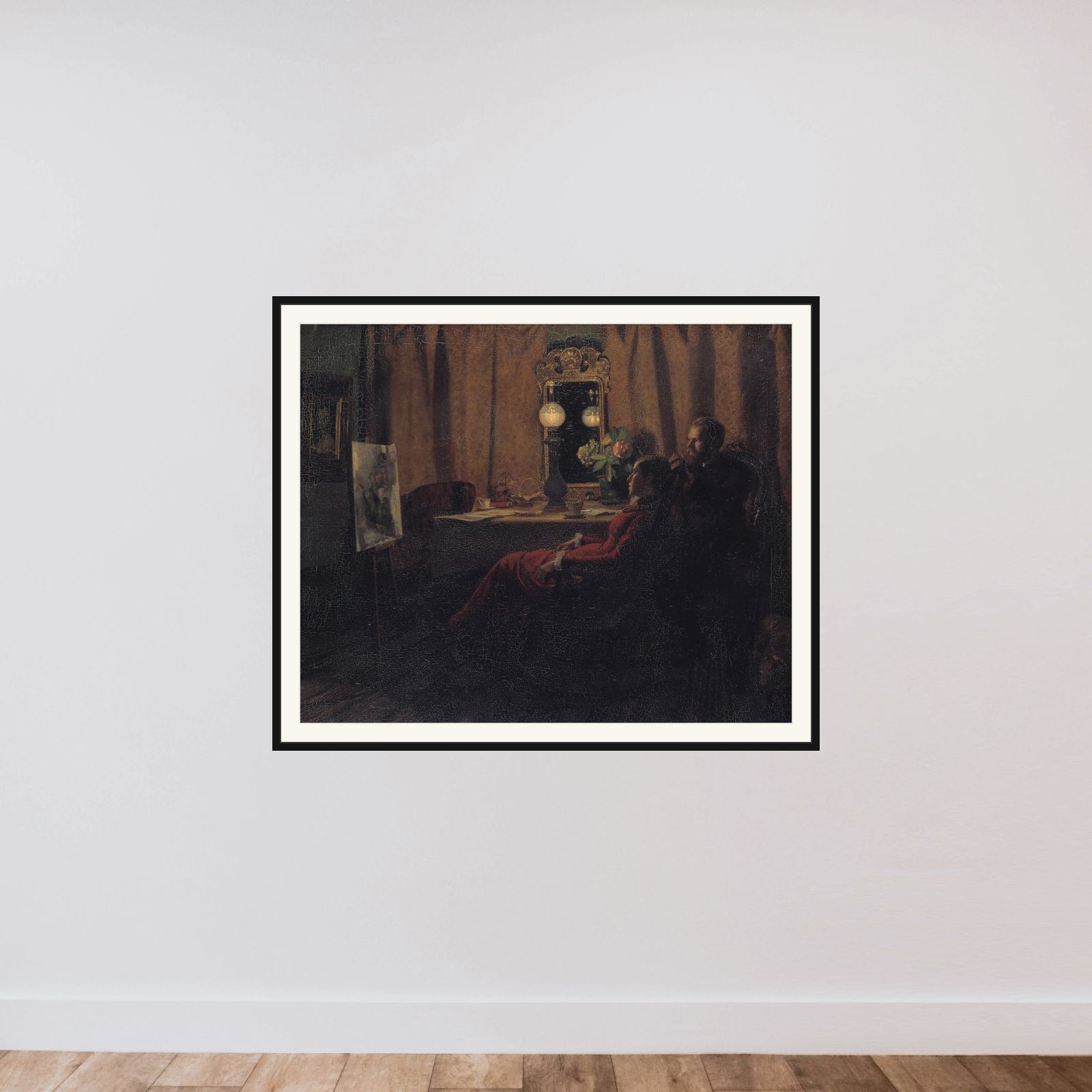 Dagens arbejde bedømmes framed — shown to scale