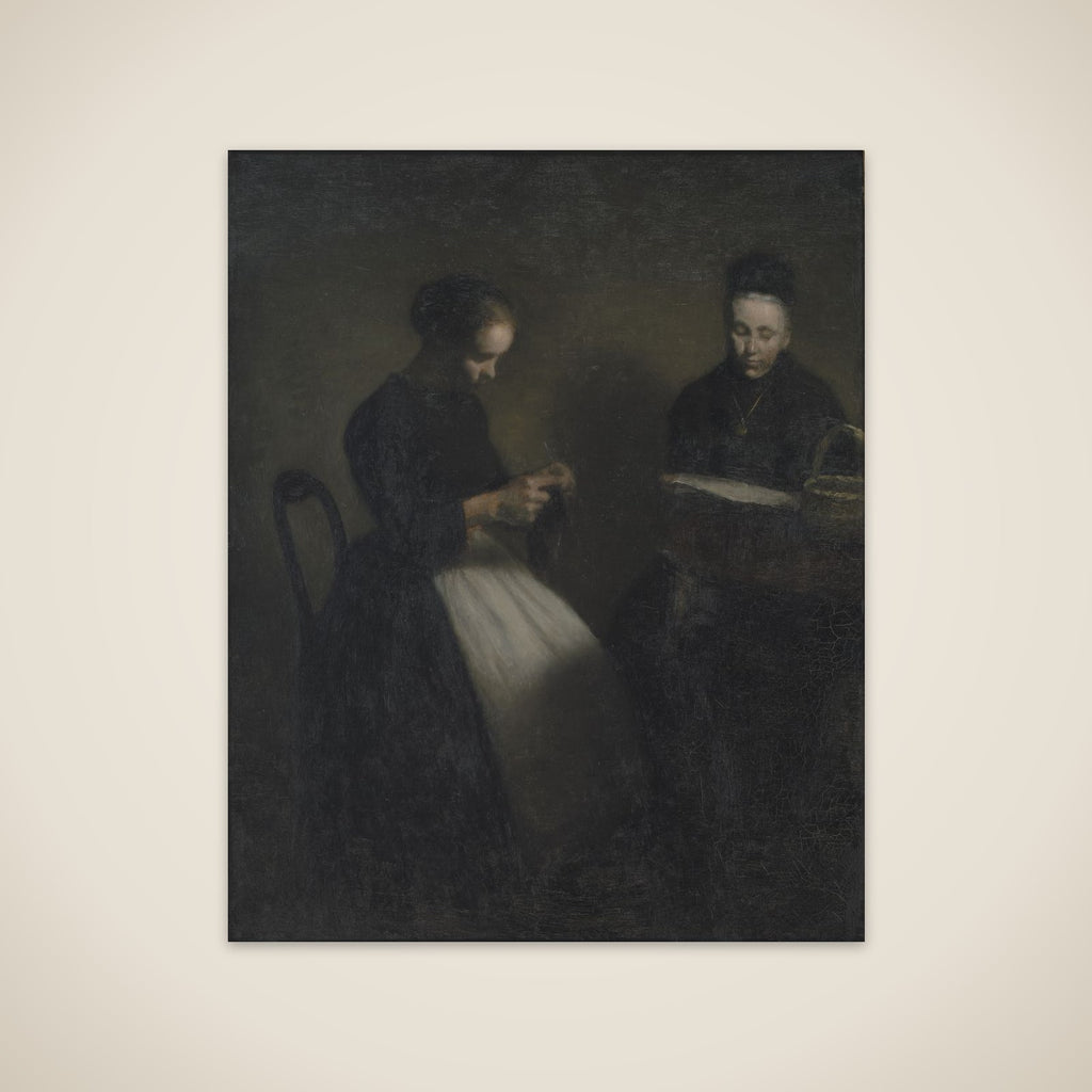 Afteninteriør. Kunstnerens moder og hustru unframed print