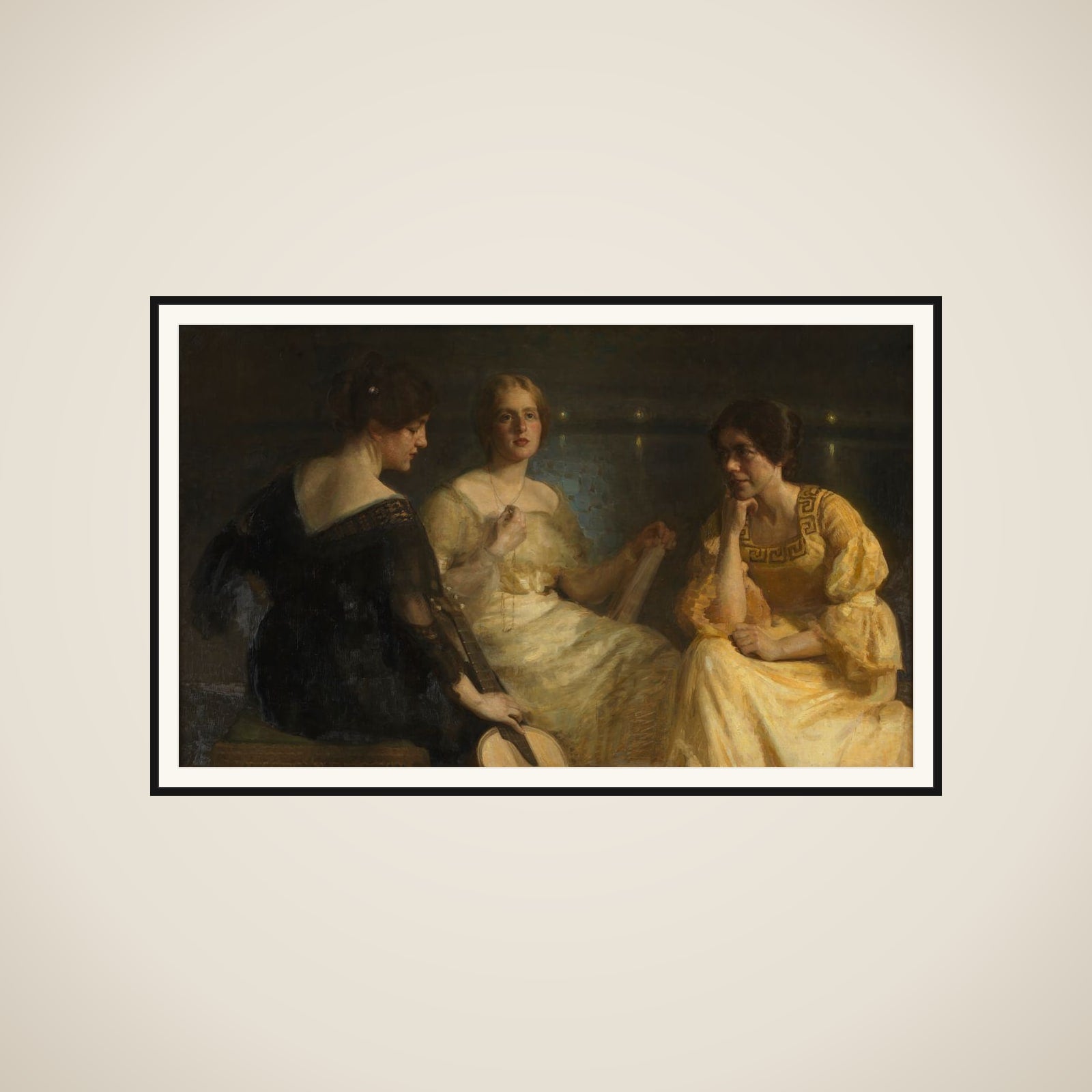 Unge kvinder. Fra venstre: Karen Bramsen; kunstnerens hustru Esther, f. Lange; Johanne Munch-Petersen. framed