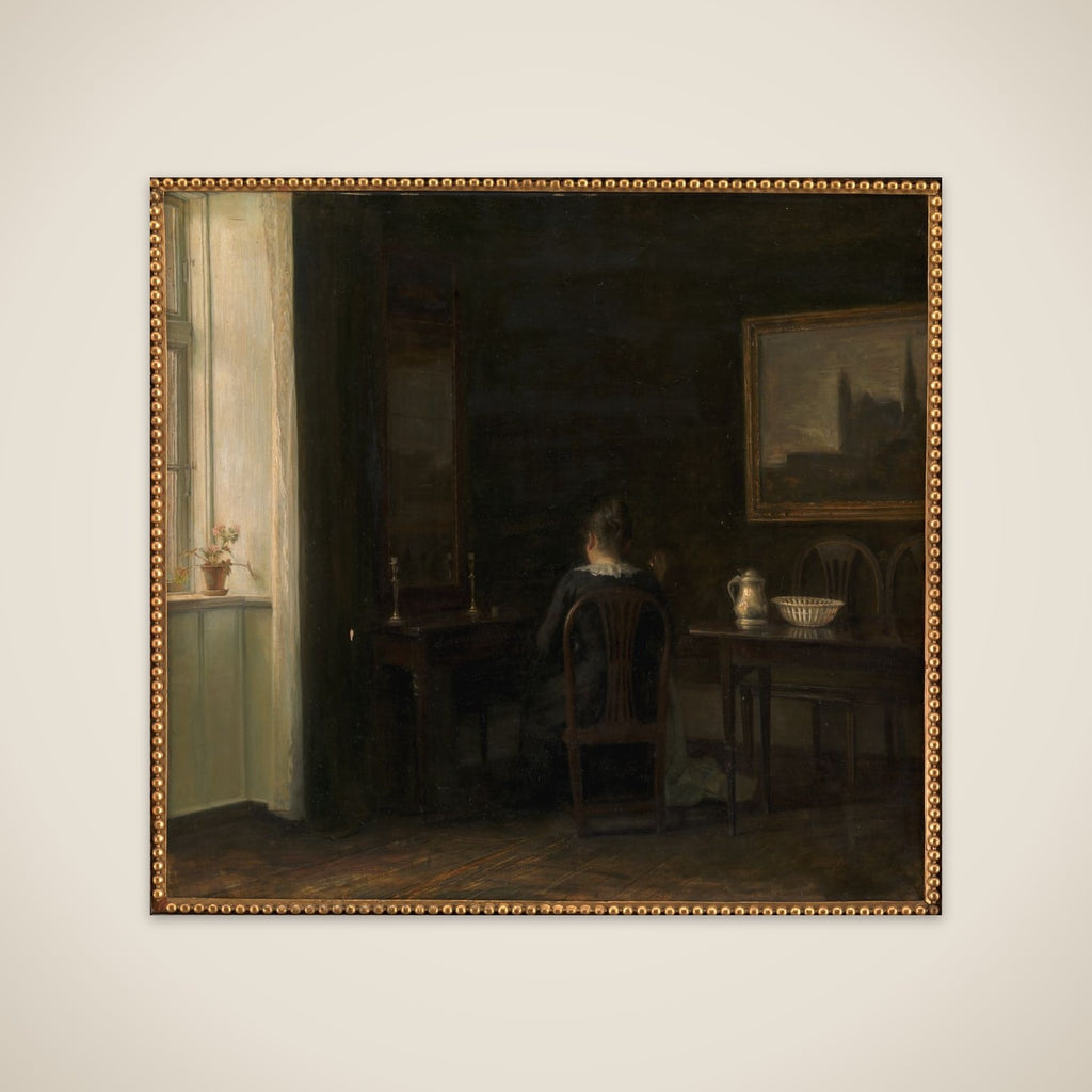 Interiør med kunstnerens hustru Emilie Heise unframed print