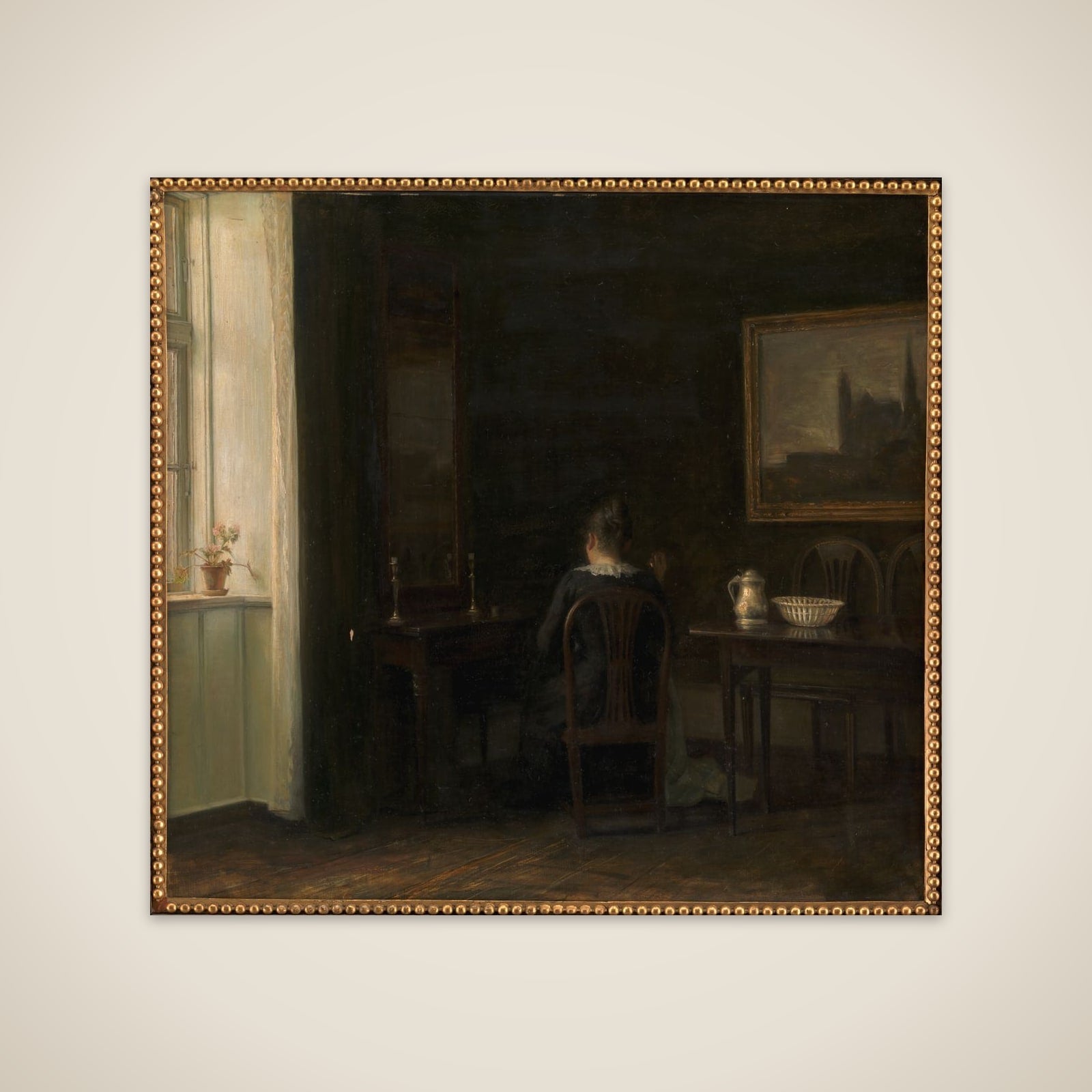 Interiør med kunstnerens hustru Emilie Heise unframed print