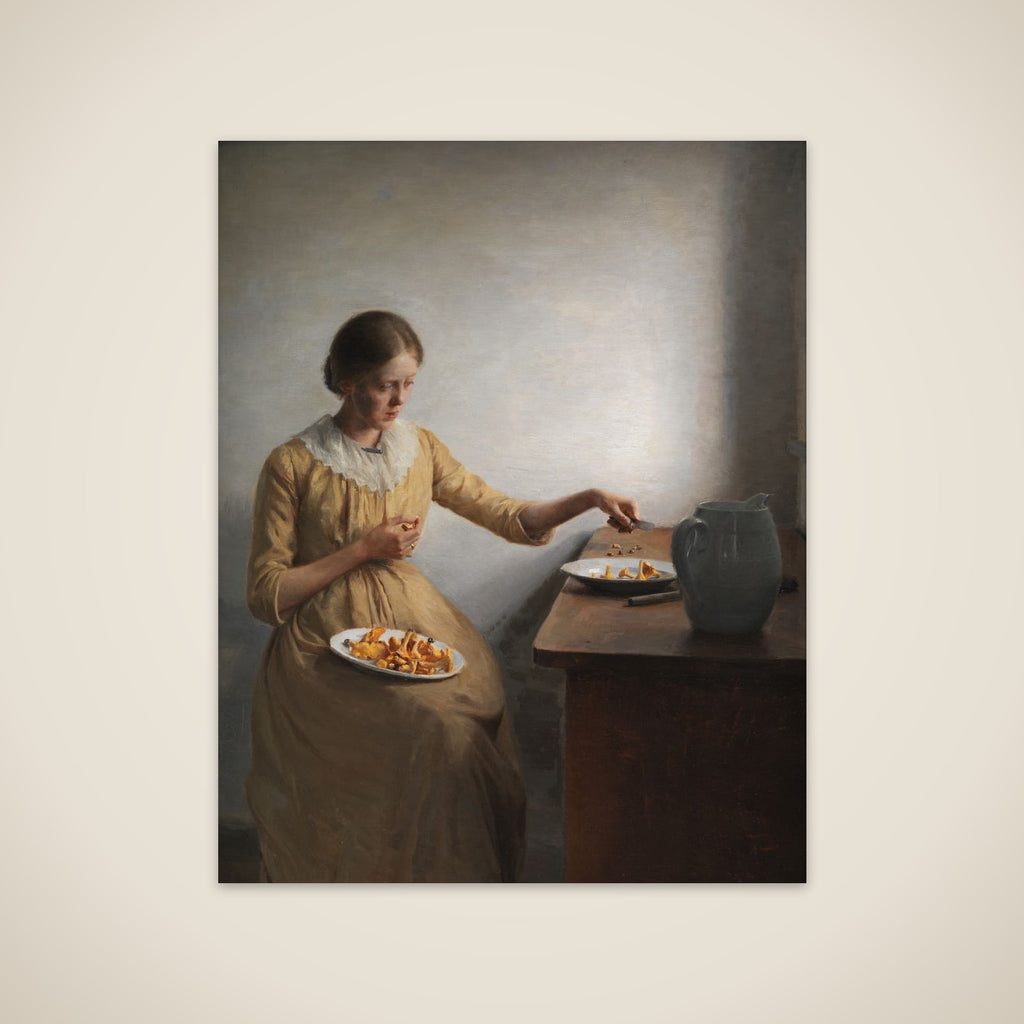 En ung pige, der renser kantareller unframed print