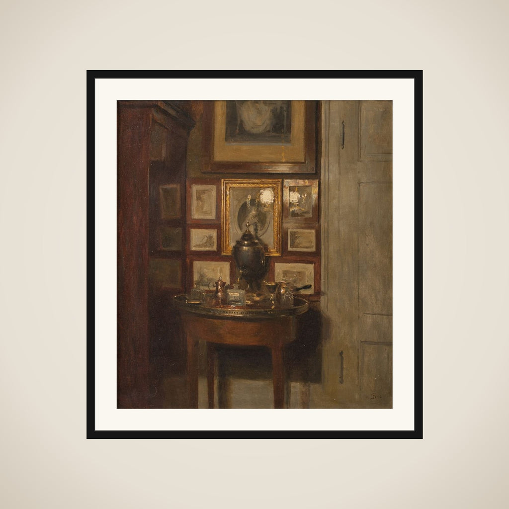 Interiør med en samovar. Aften framed