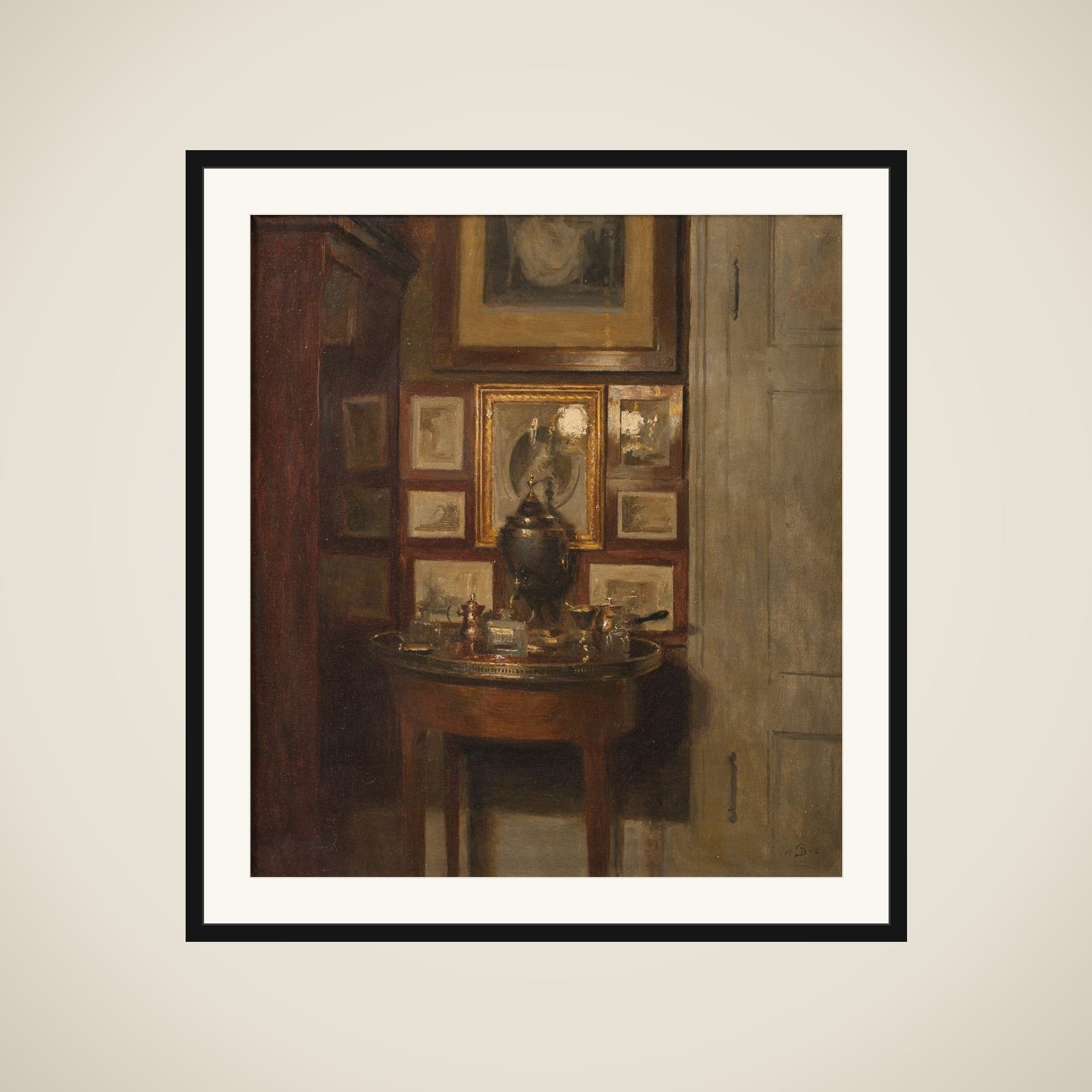 Interiør med en samovar. Aften framed